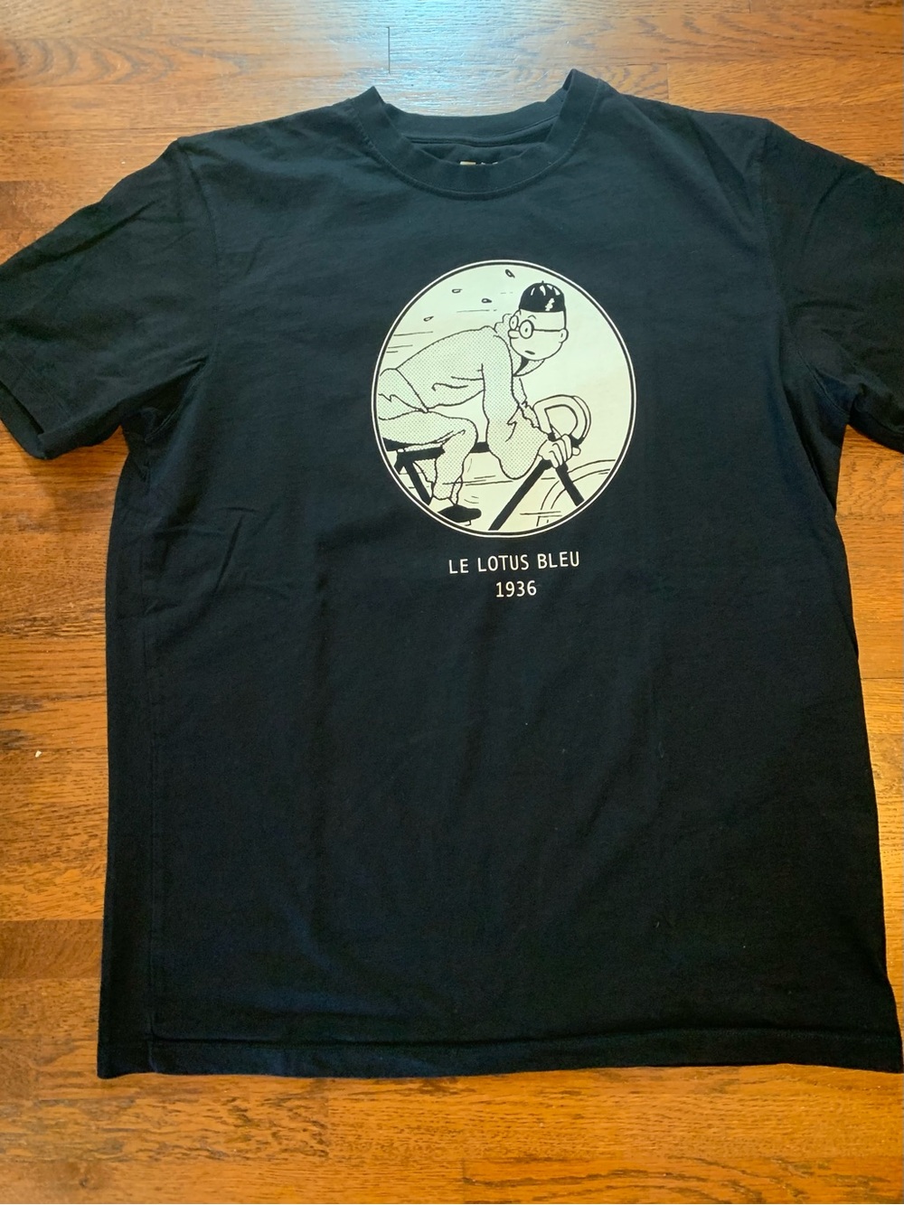 Tintin T-Shirt Unisex Black Size Medium